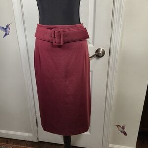 NWT Spiegel Burgundy Belted Pencil Midi Skirt Size 18 Professional Wear